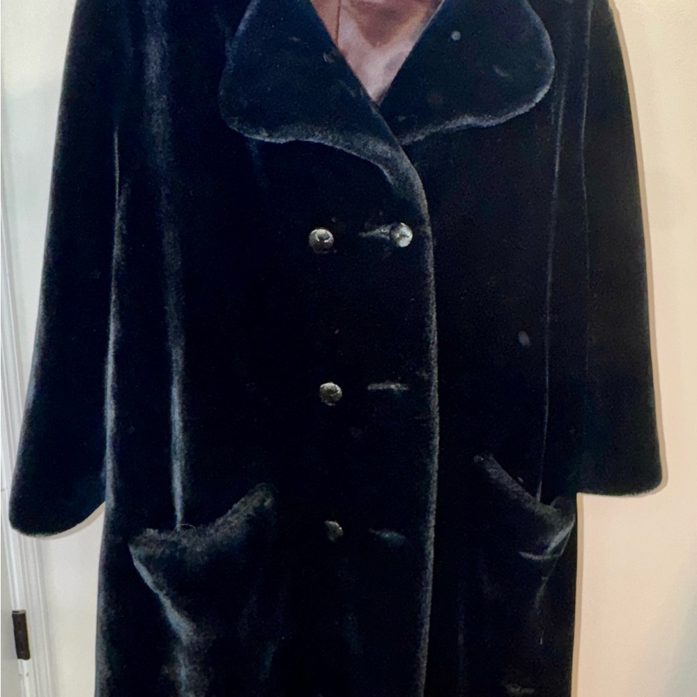 Elegant Black Faux Fur Coat